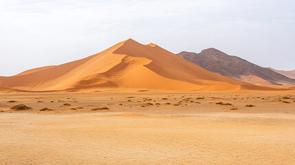 Sweeping sand dunes with elegant curves form an abstract landscape in Sandwich Harbour Namib Naukluft Natural Park Namibia showcasing nature's artistry and the balance between chaos and harmony