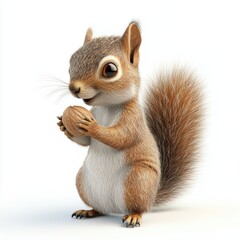 Obraz premium Playful squirrel with acorn forest clearing animal portrait natural habitat close-up view