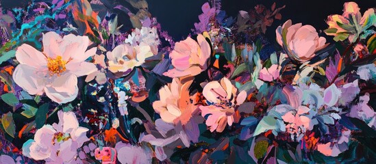 Fototapeta premium Vibrant flowers blooming in a lush garden showcasing an array of colors and intricate details for a stunning floral composition.