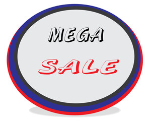 Discount tag, mega sale tag, white background , PNG
