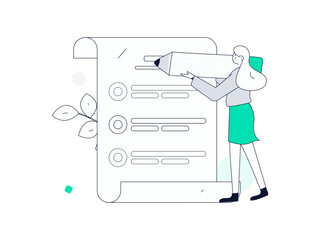 Invite friends to conduct questionnaire flat vector concept operation hand drawn illustration
