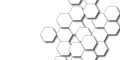 Abstract hexagonal futuristic  3d white surface. Luxury white pattern with hexagons. 3D futuristic abstract honeycomb mosaic background. 3d hexagon with shadow