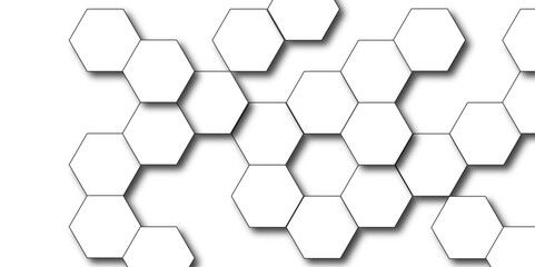 Abstract hexagonal futuristic  3d white surface. Luxury white pattern with hexagons. 3D futuristic abstract honeycomb mosaic background. 3d hexagon with shadow