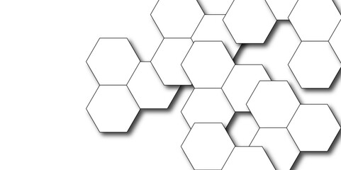 Abstract hexagonal futuristic  3d white surface. Luxury white pattern with hexagons. 3D futuristic abstract honeycomb mosaic background. 3d hexagon with shadow