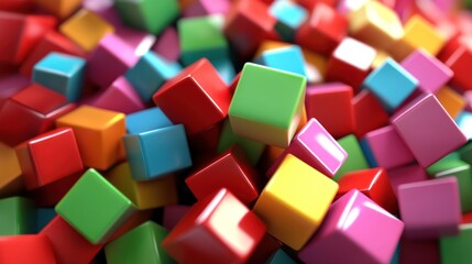 Vibrant Pile of Colorful Cubes: A Symphony of Shapes and Hues