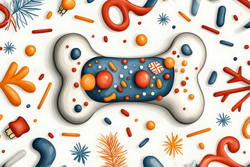 Festive Dog Bone Treat, Winter Holiday Background,  Illustration, Xmas Card Design.