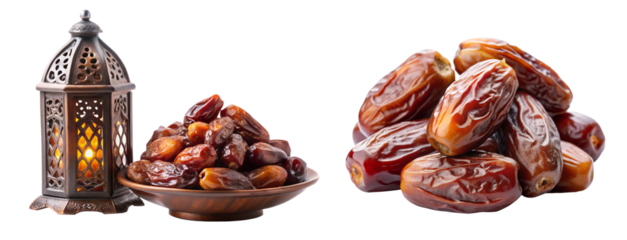 ramadan kareem lantern date fruit set cut out isolated on transparent background