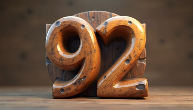 Wooden Number Ninety-Two: Rustic Charm and Craftsmanship