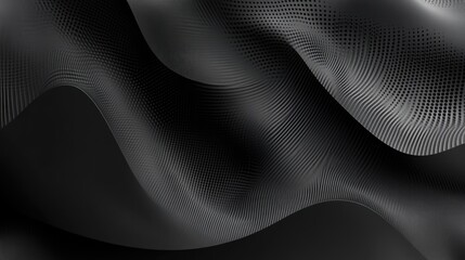 Naklejka premium Elegant abstract wave background in black tones with dynamic flowing patterns and subtle textures, ideal for modern design projects.