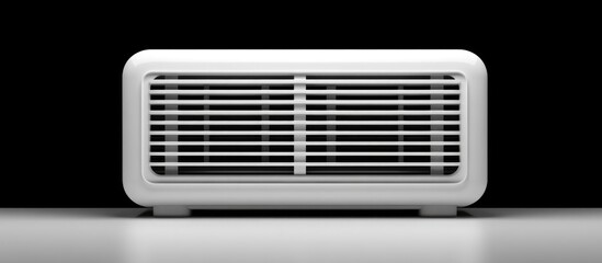Fototapeta premium Vintage white electric air conditioner close-up showcasing nostalgic design and classic home appliance aesthetics against a dark background