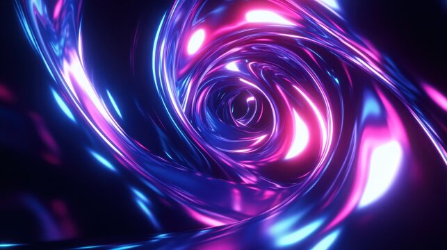 Abstract swirling neon lights create a vibrant vortex