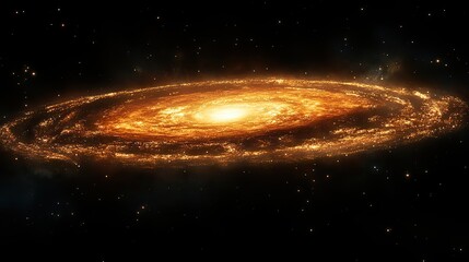 Fototapeta premium A planet orbits a galaxy in space, a dark universe background for adventure and exploration, a wallpaper design showcasing the beauty and mystery of the cosmos.