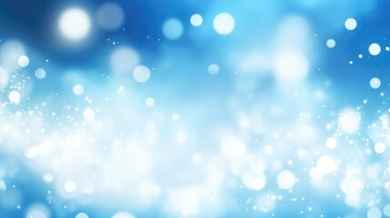 Abstract dreamy background with soft blue hues and glowing white bokeh lights evoking a peaceful and serene atmosphere