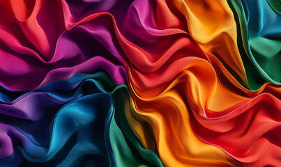 Obraz premium Lgbtq pride month celebration rainbow fabric textures colorful patterns vibrant environment close-up view equality and inclusion