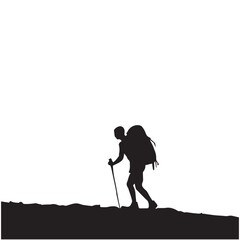 Hiking man Silhouettes. hiker with rucksacks and backpack silhouette.