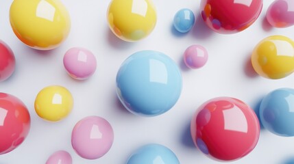 colorful glossy spheres in various sizes on a clean white background creating a vibrant playful atmosphere for design concepts