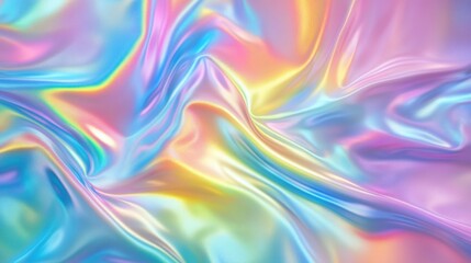 Obraz premium Holographic Pastel Rainbow Shimmering Fabric Drape