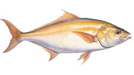 Obraz premium Mediterranean Amberjack Seriola dumerili Detailed Illustration on White Background