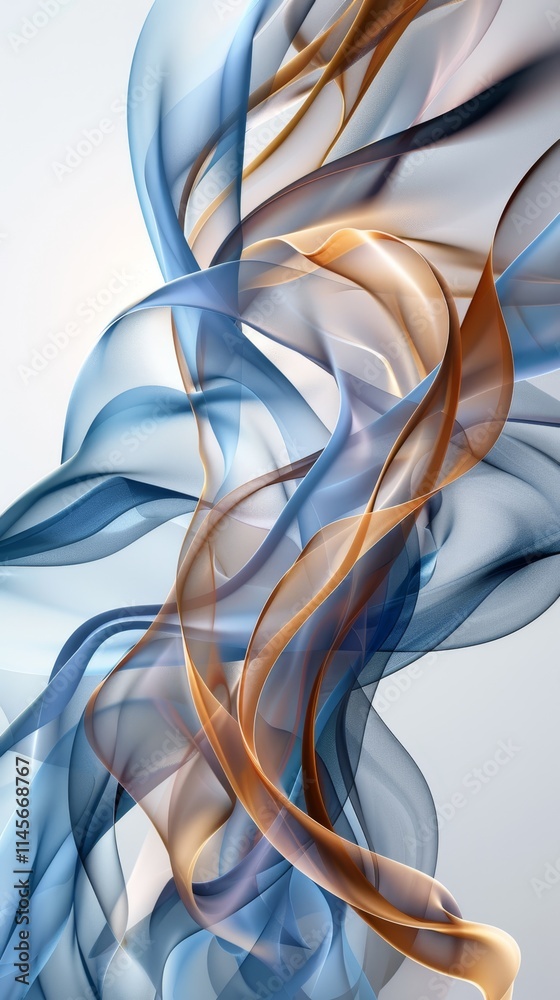 Poster colorful flowing ribbons create a captivating abstract design with swirling patterns and soft gradie