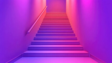 Fototapeta premium Colorful stairway interior with decorative lighting and modern design elements creating a vibrant atmosphere for home decor inspiration