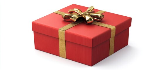 Christmas gift box with golden ribbon on a white background symbolizing holiday joy and celebration for seasonal promotions and gifting ideas.