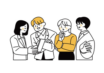 話し合っている四人のビジネスマンのチーム