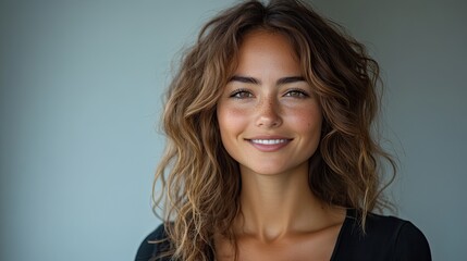 Fototapeta premium A portrait of a happy woman with a creative mindset, an entrepreneur with professional goals.
