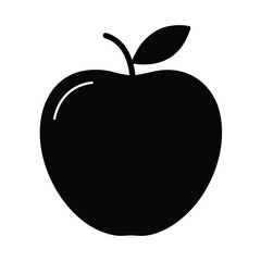 Stylized Apple Vector Icon with Green Leaf - Minimalist Design