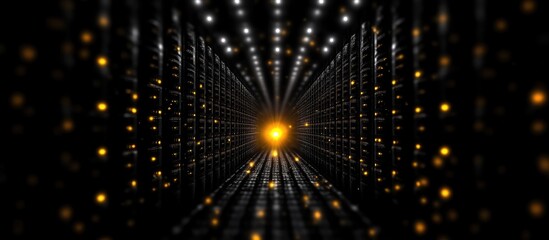 Fototapeta premium Data Center Visualization with Supercomputing Concepts and Light Effects Representing Advanced Data Management and Computational Power