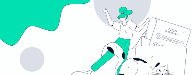 Invite friends to conduct questionnaire flat vector concept operation hand drawn illustration
