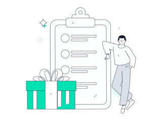 Invite friends to conduct questionnaire flat vector concept operation hand drawn illustration
