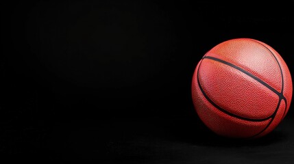 Obraz premium Red basketball on black background.