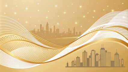 Abstract white and golden lines background with glow effect. Modern style wallpaper for posters, ads, sale banners, and business presentations. Luxury gold background. Abstract white and golden lines