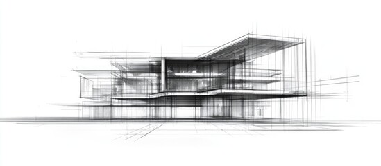 Obraz premium Blueprint design of modern architectural engineering structure with dynamic lines and perspectives for construction and planning concepts
