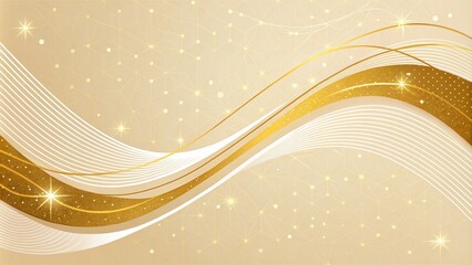 Abstract white and golden lines background with glow effect. Modern style wallpaper for posters, ads, sale banners, and business presentations. Luxury gold background. Abstract white and golden lines