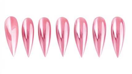 Stylish glossy pink fake nails set isolated on a clean background perfect for beauty and nail art promotions