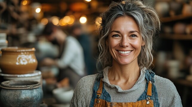 A portrait of creative people working in a pottery business represents teamwork, career ambition, and diversity in a startup. - Powered by Adobe