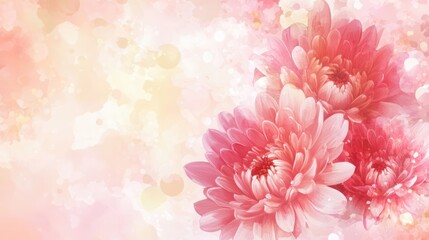 Delicate pink chrysanthemum flowers with soft pastel bokeh background for elegant floral design and seasonal themes.