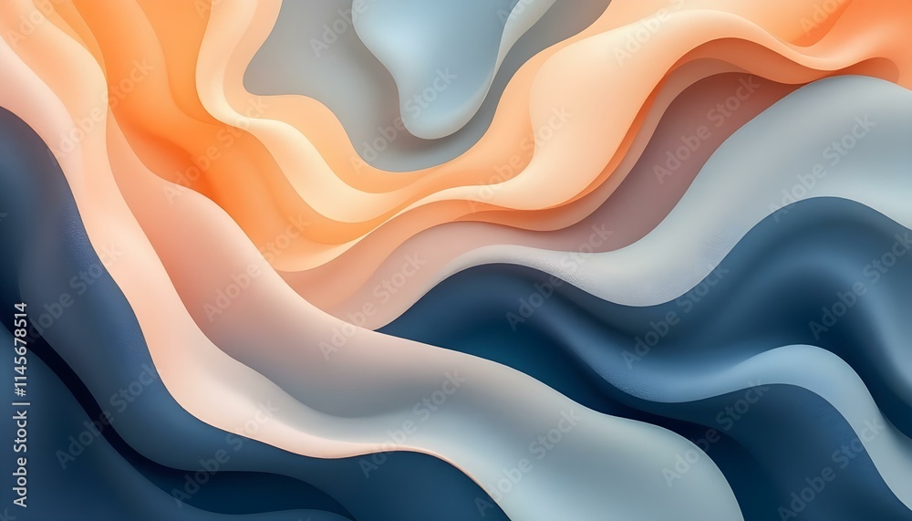 Fototapete an abstract design featuring flowing orange waves on a dark background, ideal for backgrounds or gra