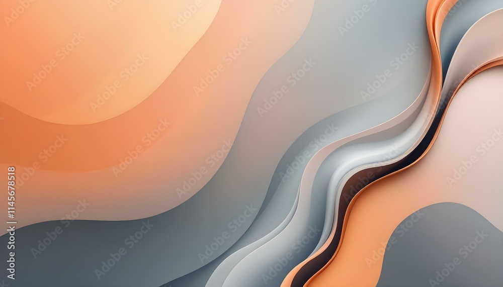 Fototapete an abstract design featuring flowing orange waves on a dark background, ideal for backgrounds or gra