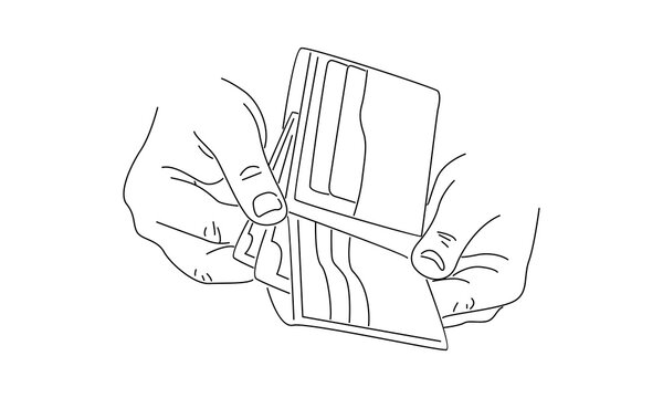recommend clip art: line art of hand holding wallet