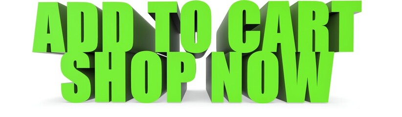 Add To Cart Shop Now, 3d text