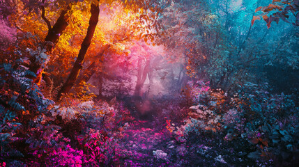 Obraz premium Enchanted Forest Natural Lighting Vibrant Colors Surreal Composition
