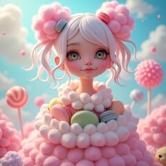 Fototapeta premium whimsical fantasy female character made of sweets
