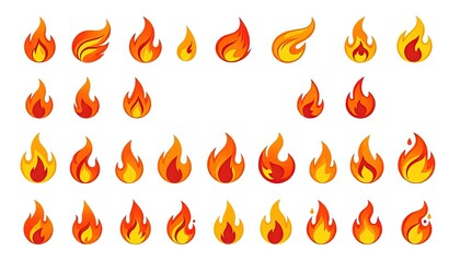 Fire Flames Icon Set - Logo Fire Flames
