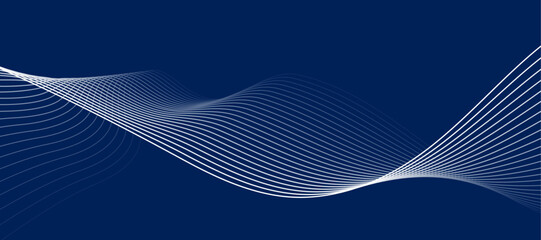 Abstract background with waves for banner. Medium banner size. Vector background with lines. Blue gradient. Water, ocean, dark. Brochure, booklet.