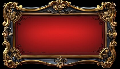 Ornate Gold Frame with Red Center Panel