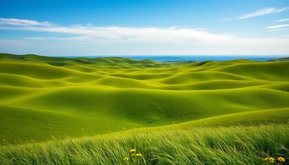 Obraz premium Rolling Green Hills Under a Blue Sky