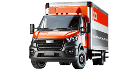 Cargo truck Lorry front view for make mockup isolated on background