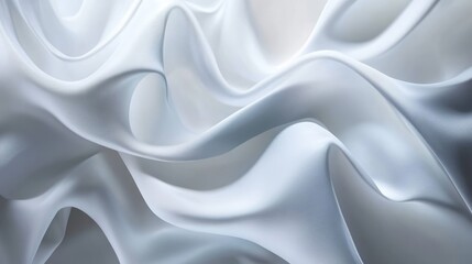 Obraz premium Elegant White Satin Fabric Draped in Soft Waves and Creases for Background or Textile Design Use